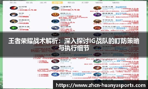 王者荣耀战术解析：深入探讨IG战队的盯防策略与执行细节